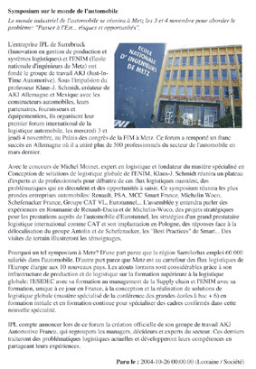 Républicain Lorrain - Article AKJ du 26.10.04